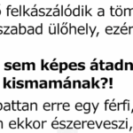 Egy nő felkászálódik a tömött buszra
