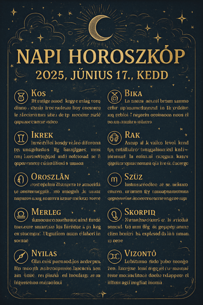 Íme a napi horoszkóp minden csillagjegy számára – 2025. június 17., keddre