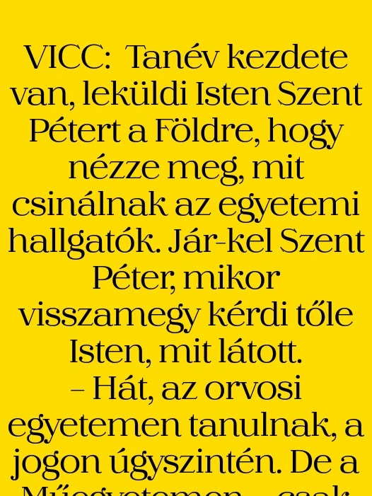 VICC: Tanév kezdete van, leküldi Isten Szent Pétert a Földre