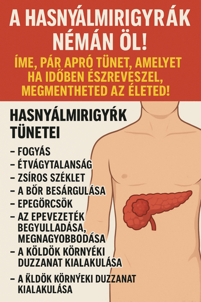 A hasnyálmirigyrák alattomos betegség, mert nem okoz fájdalmat. Ám mégis van pár tünete