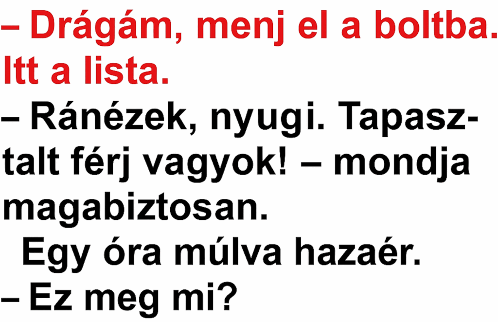 A feleség reggel listát ír a férjének: