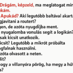 🔴– Drágám, képzeld, ma meglátogat minket apukám. 🔴– Apukád? Aki legutóbb baltával akarta megjavítani a routert?