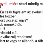 🔴– Te figyelj, miért nézel mindig más nőket? 🔴– Én?! Én csak figyelem az evolúciót működés közben.