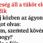 A feleség áll a tükör előtt, forgolódik. A férj közben az ágyon fekszik, és újságot olvas. capture-20250830-155756