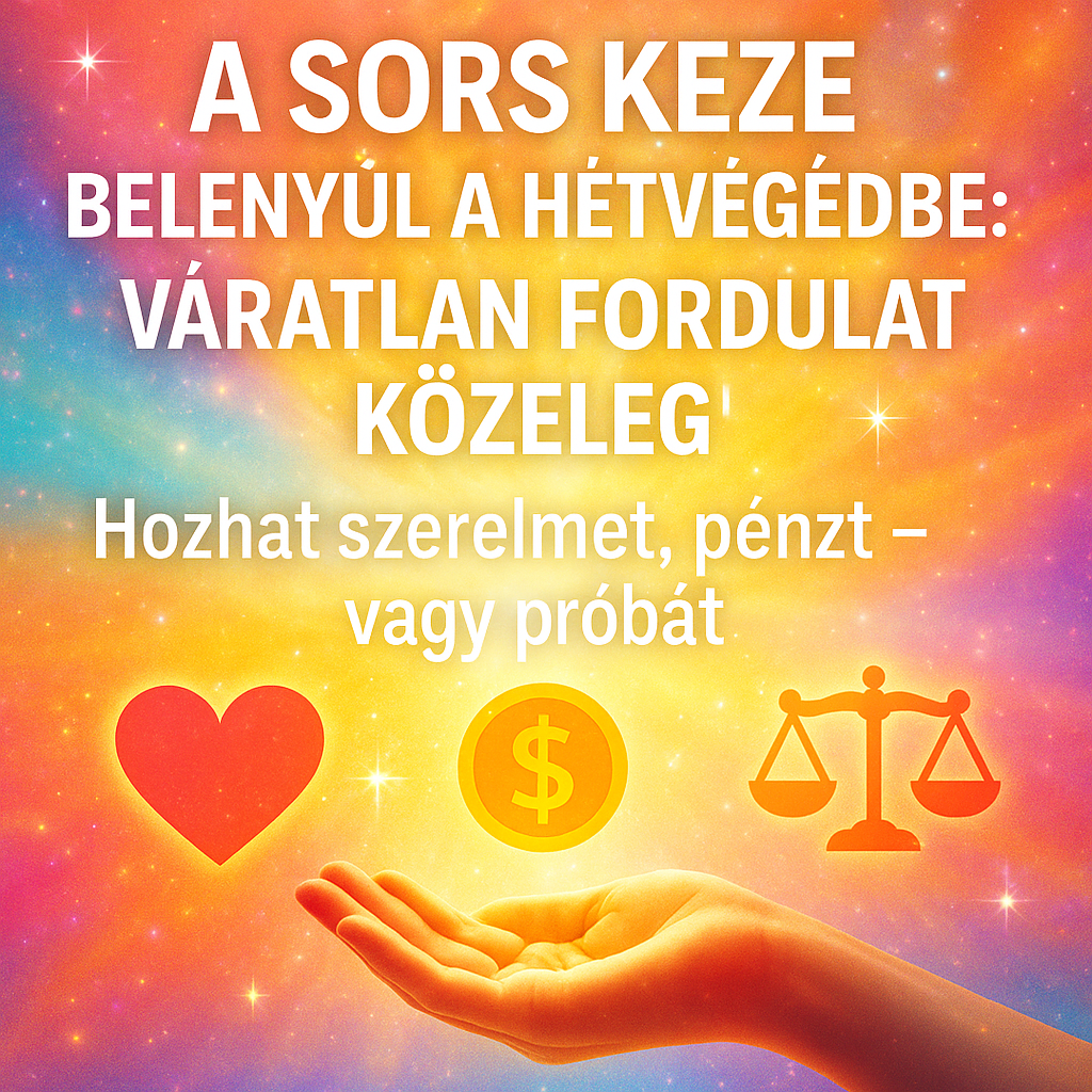 ✋🌟 A sors keze belenyúl a hétvégédbe: váratlan fordulat közeleg! Hozhat szerelmet, pénzt – vagy próbát. ✋🌟 A sors keze belenyúl a hétvégédbe: váratlan fordulat közeleg! Hozhat szerelmet, pénzt – vagy próbát.