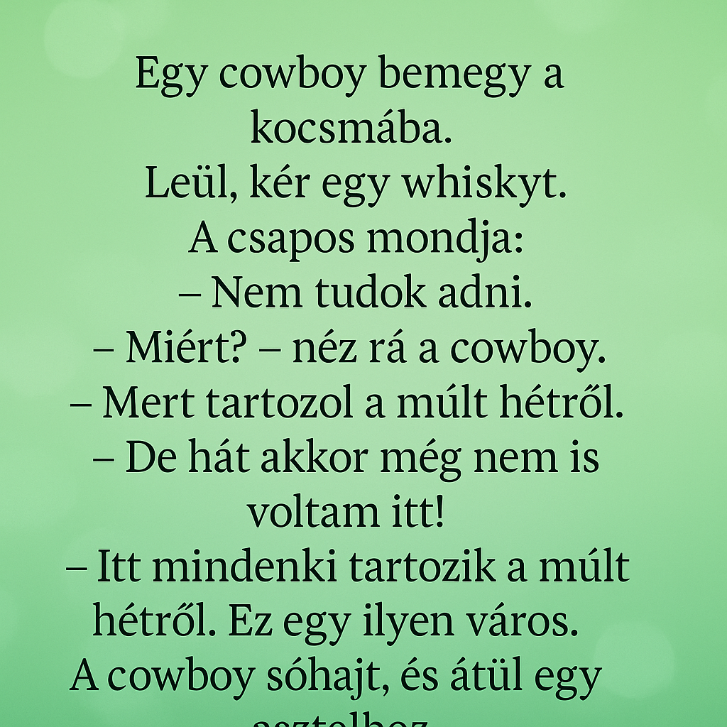 Vicc: Egy cowboy bemegy a kocsmába. Vicc: Egy cowboy bemegy a kocsmába.
