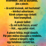 Egy férfi beül egy elegáns étterembe. Leül az asztalhoz, jön a pincér. uu