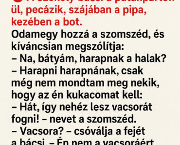 A székely bácsi a patakparton ül, pecázik, szájában a pipa, kezében a bot. Odamegy hozzá a szomszédja, és kíváncsian megszólítja: A székely bácsi a patakparton ül, pecázik, szájában a pipa, kezében a bot. Odamegy hozzá a szomszédja, és kíváncsian megszólítja: