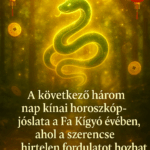 „A következő három nap kínai horoszkóp-jóslata a Fa Kígyó évében, ahol a szerencse hirtelen fordulatot hozhat.” a