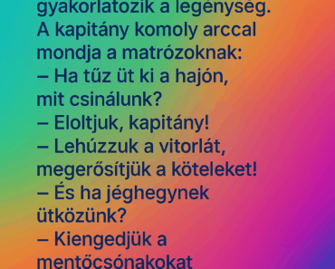 Egy óceánjáró hajón gyakorlatozik a legénység. Egy óceánjáró hajón gyakorlatozik a legénység.