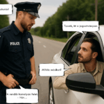 Egy rendőr megállít egy autóst. i