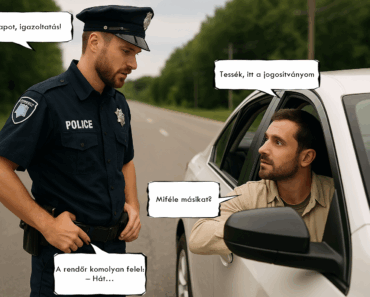 Egy rendőr megállít egy autóst. Egy rendőr megállít egy autóst.