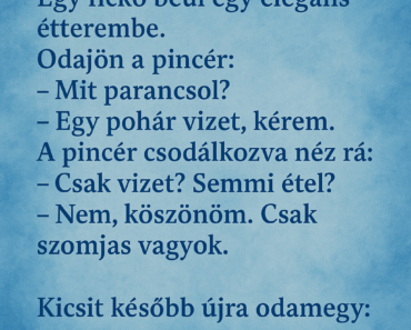 Egy fickó beül egy elegáns étterembe. Egy fickó beül egy elegáns étterembe.