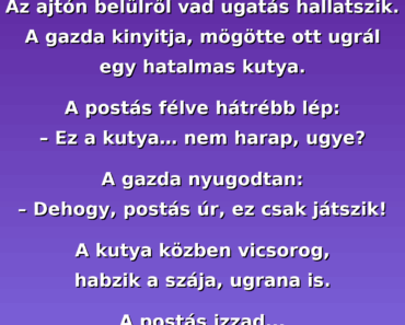 A postás becsönget egy házhoz. A postás becsönget egy házhoz.