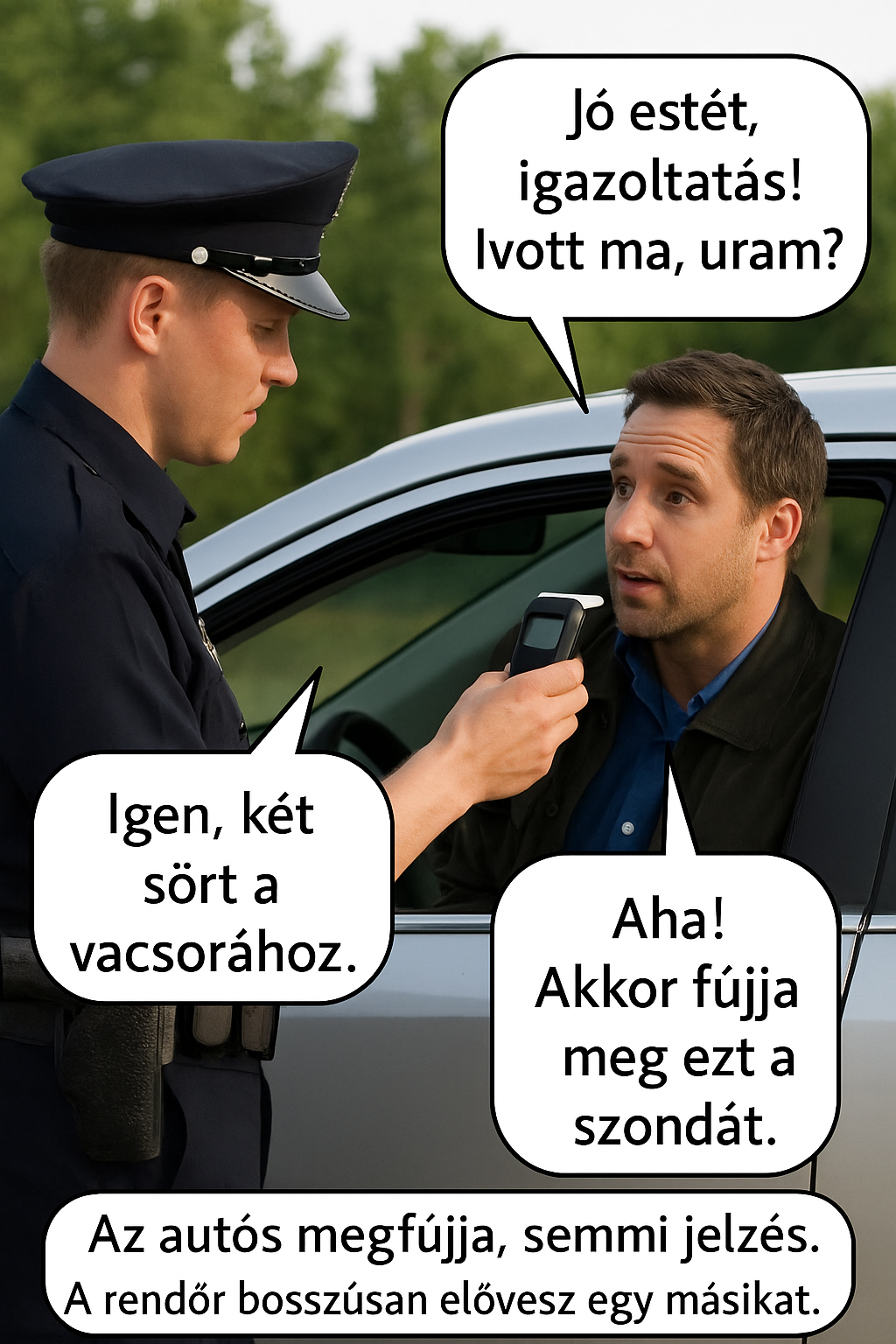 Megállít a rendőr egy autóst: Megállít a rendőr egy autóst: