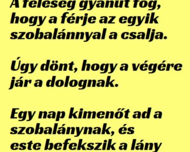 A feleség gyanút fog, hogy a férje a szobalánnyal A feleség gyanút fog, hogy a férje a szobalánnyal