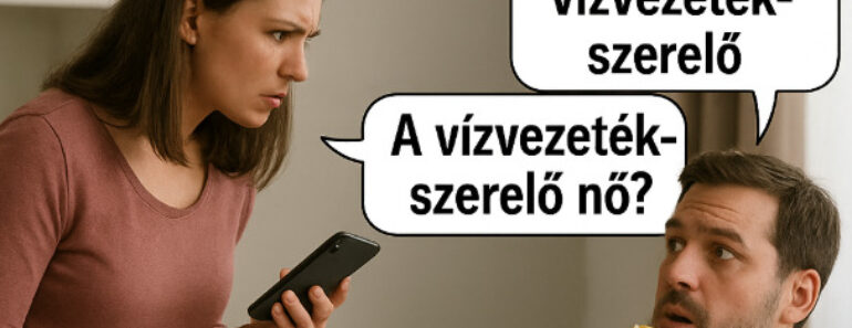 A feleség belép a nappaliba, kezében a férje telefonjával, arca olyan, mint egy ügyészé, aki már megírta az ítéletet. A férj a kanapén ül, lábát felrakva, békésen rágcsálja a chipset — pont úgy, mint aki még nem sejti, hogy perceken belül háború lesz.