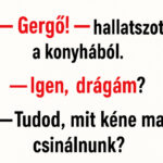 A feleség a konyhában áll, kezében egy fakanállal, mint aki épp morális leckét tartani készül. A férj a hűtő előtt áll, teli szájjal, mint aki már sejti, hogy rosszkor jött ki a konyhába. capture-20251020-121806