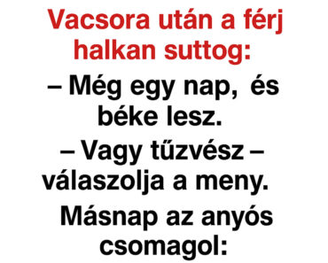 A férj csak annyit suttogott: ‘Még egy nap, és béke lesz’… de amit a meny válaszolt, azon az egész net sírva nevetett! A férj csak annyit suttogott: ‘Még egy nap, és béke lesz’… de amit a meny válaszolt, azon az egész net sírva nevetett!