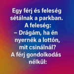 Egy férj és feleség sétálnak a parkban. ere