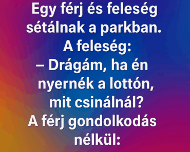 Egy férj és feleség sétálnak a parkban. Egy férj és feleség sétálnak a parkban.