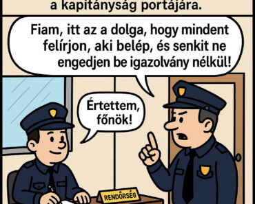 Egy újonc rendőrt beosztanak iskolai előadást tartani a gyerekeknek. A főnöke azt mondja neki: – Fiam, beszéljen nekik a biztonságról, de egyszerűen, hogy értsék! – Értettem, főnök! – feleli lelkesen.  Az első osztályban így kezdi: – Gyerekek, ha piros a lámpa, mit kell csinálni?