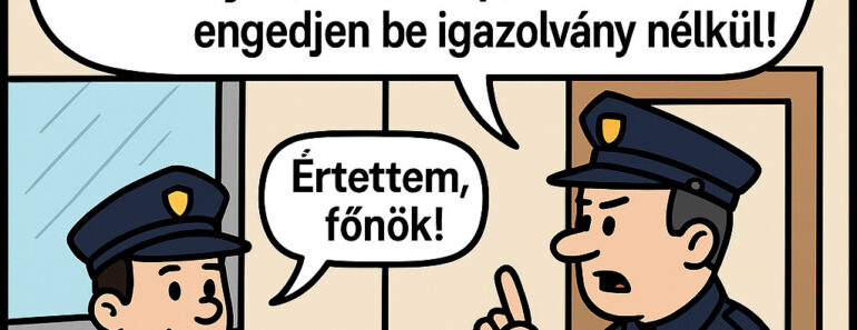 Egy újonc rendőrt beosztanak iskolai előadást tartani a gyerekeknek. A főnöke azt mondja neki: – Fiam, beszéljen nekik a biztonságról, de egyszerűen, hogy értsék! – Értettem, főnök! – feleli lelkesen.  Az első osztályban így kezdi: – Gyerekek, ha piros a lámpa, mit kell csinálni?