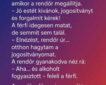 Egy férfi este autózik hazafelé, amikor a rendőr megállítja. Egy férfi este autózik hazafelé, amikor a rendőr megállítja.