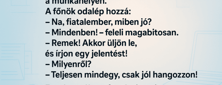 Az új gyakornok első napja a munkahelyen.