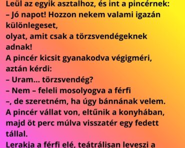 Budapesten egy elegáns étterembe belép egy fiatal férfi, zakó, nyakkendő, minden a helyén. Budapesten egy elegáns étterembe belép egy fiatal férfi, zakó, nyakkendő, minden a helyén.
