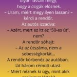 A rendőr megállít egy autóst, aki olyan lassan megy, hogy a csigák előznek. A rendőr