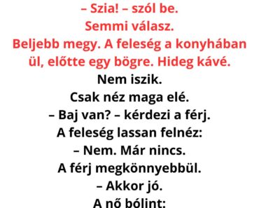 A férj megkönnyebbült, amikor a felesége azt mondta: »nincs baj« – pár másodperccel később rájött, hogy ez volt a legnagyobb hiba