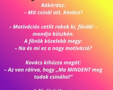 A főnök reggel körbejár az irodában, és látja, hogy az egyik dolgozó valami papírt ragaszt a monitorára.