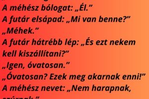 A futár átvesz egy furcsa csomagot a méhésztől.