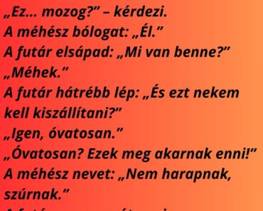 A futár átvesz egy furcsa csomagot a méhésztől.