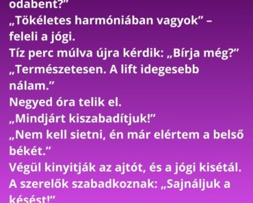 A jógi liftbe szorul, de teljesen nyugodt marad.