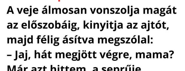 A nagyothalló anyós késő este ér haza, már jócskán besötétedett.