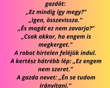 A robotfűnyíró körbe-körbe jár a kertben.