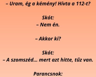 A skót házánál füstöl a kémény, nagy a baj, kijönnek a tűzoltók.