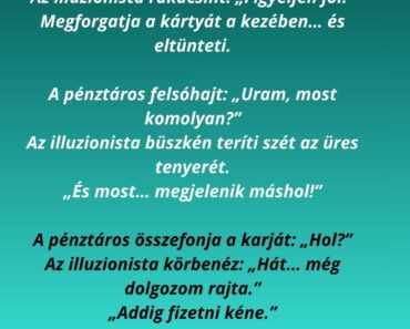 Az illuzionista fizetéshez áll a kasszánál.