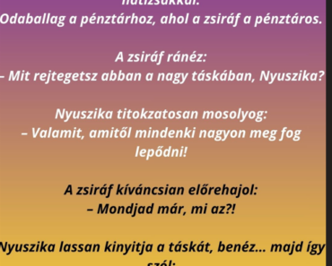 Nyuszika bemegy a boltba egy hatalmas hátizsákkal.