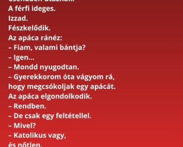 Egy apáca stoppol az országúton.