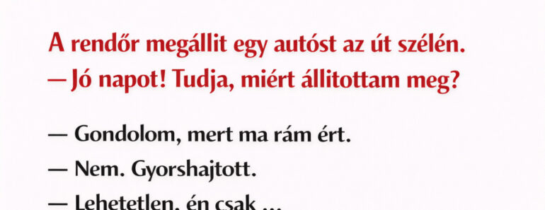 „Tudja, miért állítottam meg?” – amit erre mondott, az mindent vitt