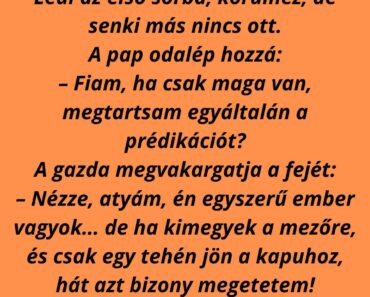 A falusi templomba betéved egy idős gazda.