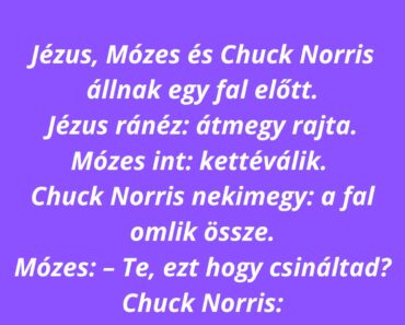 Jézus, Mózes és Chuck Norris állnak egy fal előtt.