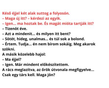 Késő éjjel két alak suttog a folyosón.