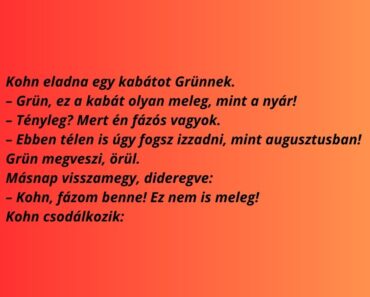 Kohn eladna egy kabátot Grünnek.