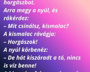 Az agresszív kismalac ül a tó partján, kezében egy horgászbot.
