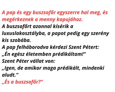 A pap és a buszsofőr a mennyországban