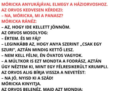 Móricka anyukájával elmegy a háziorvoshoz.